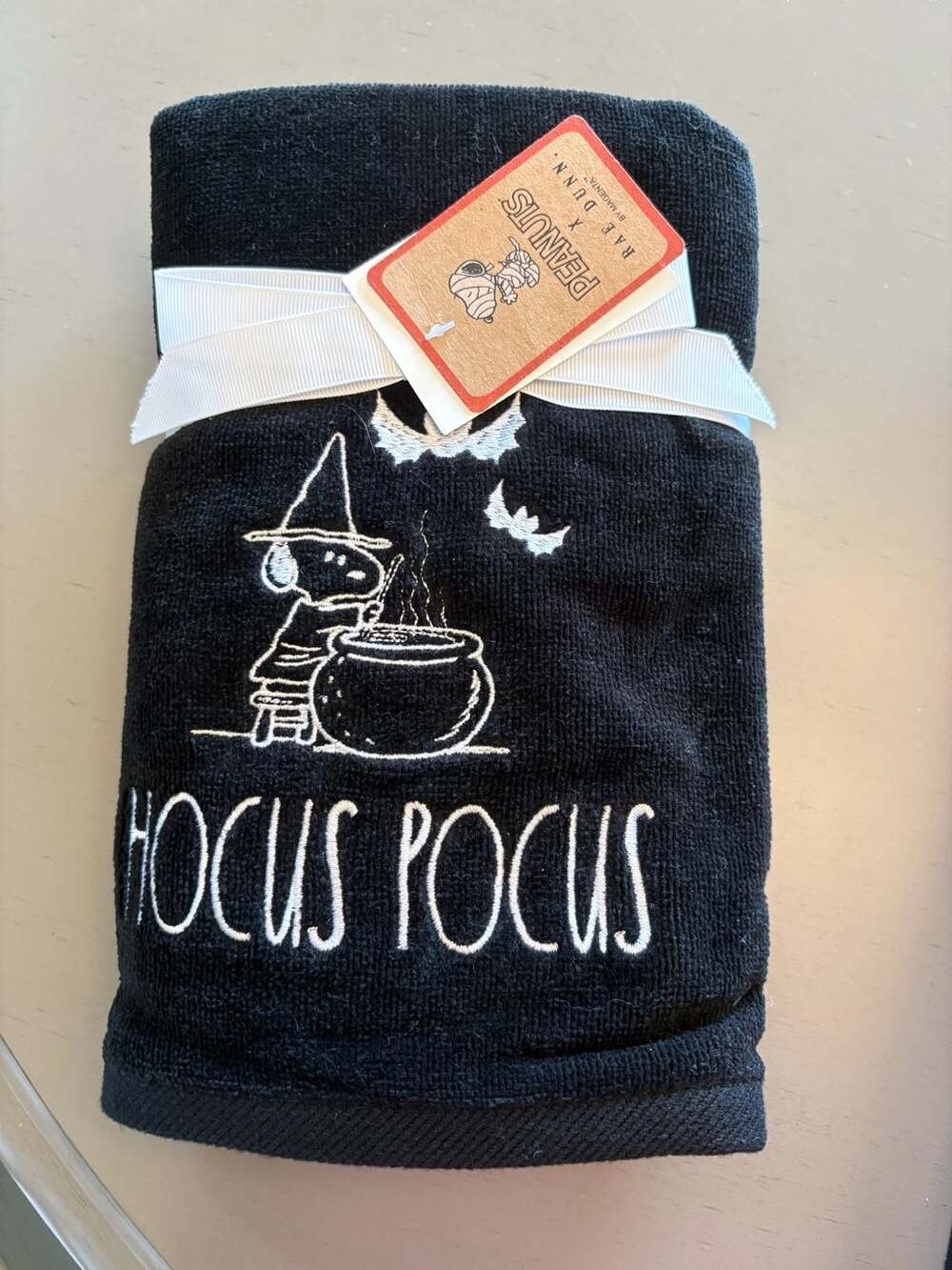 Rae Dunn Peanuts  Hocus Pocus Halloween Embroidered Hand Towel